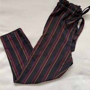 Dynamite Elastic Tie Waist Striped Trousers - Black, Burgundy & Gold